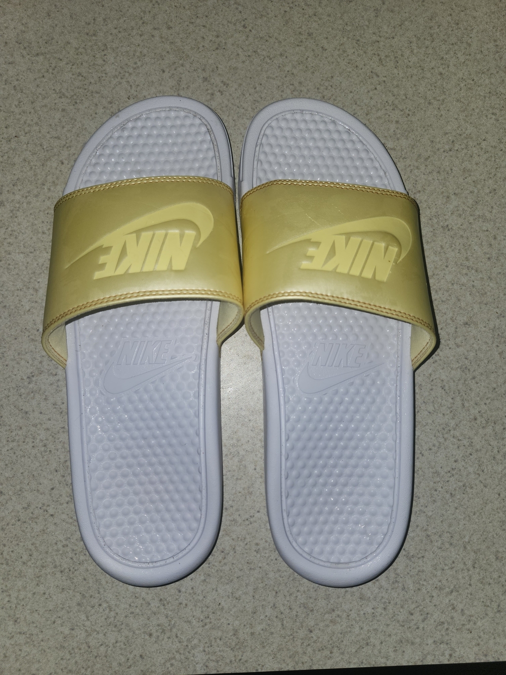 Nike Slide Sandals - White & Bright Yellow